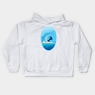 Surfer waves - abstract art Kids Hoodie